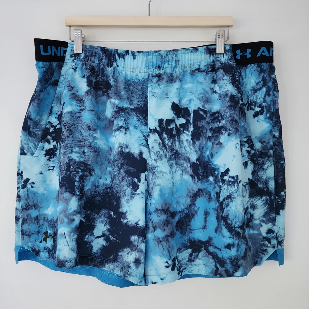 NEW Under‎ Armour Mens 2XL Vanish Woven 6in Print Shorts Blue Athletic